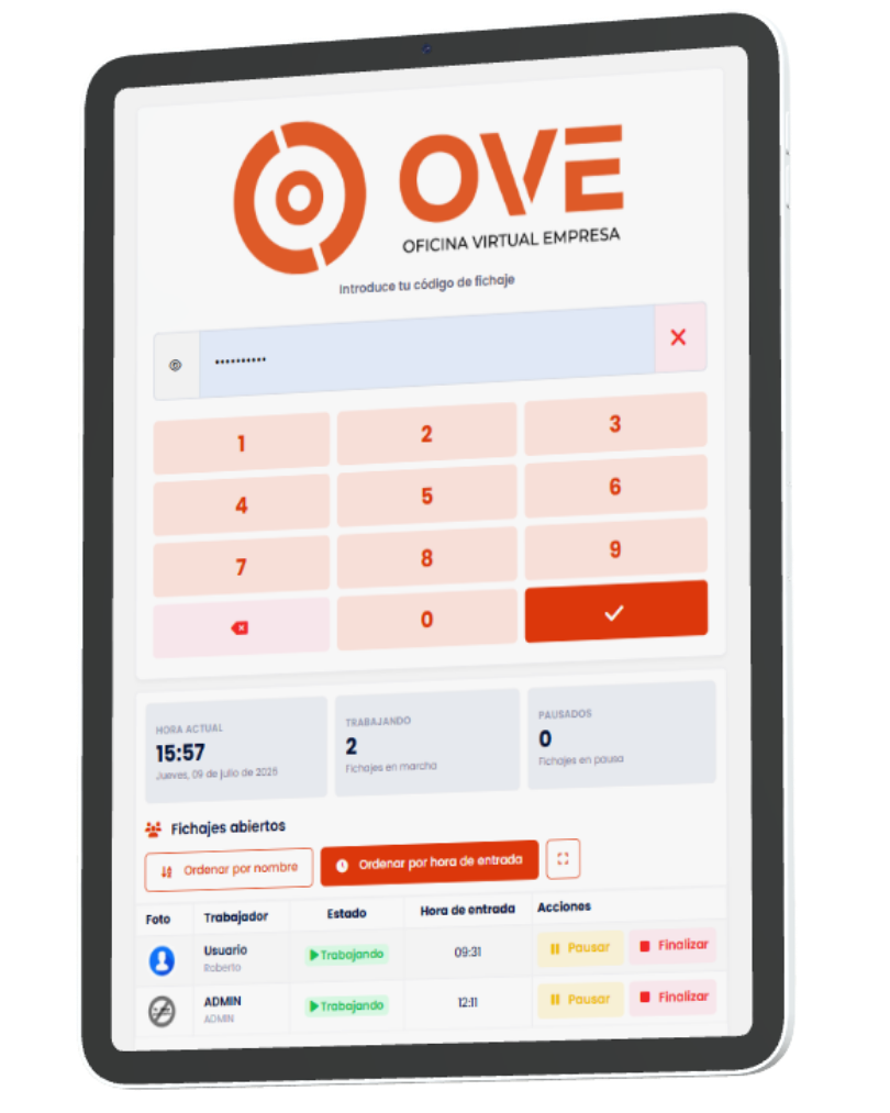 Pantalla de Vista Taller de OVE